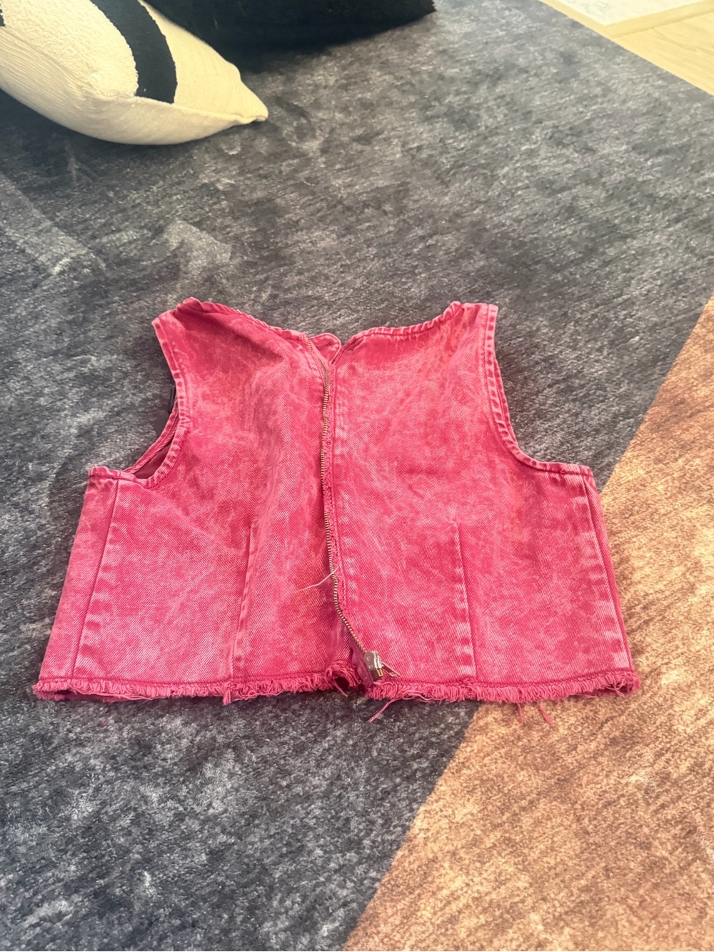 NWT Pink Denim Vest with Front Zip